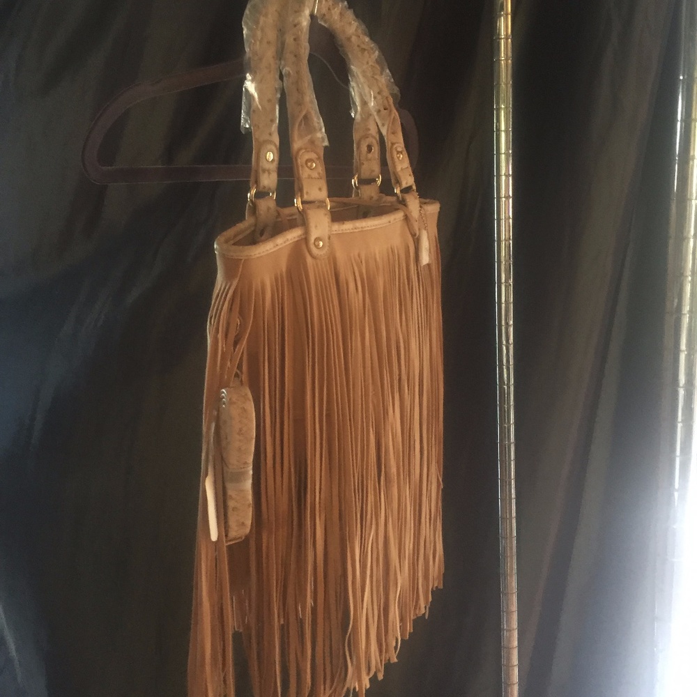 Afla Beige Fringe purse